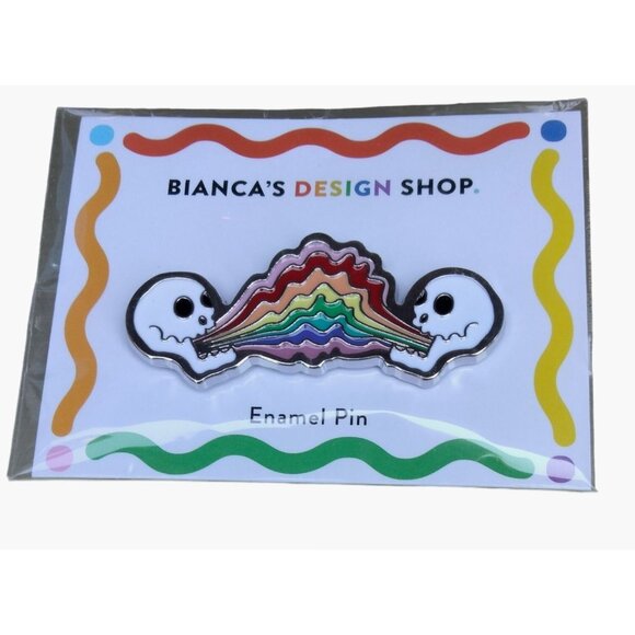 Rainbow Skeletons Pin Calavera Enamel LGBTQ latin Gay Pride Bianca Negrón - Picture 2 of 6